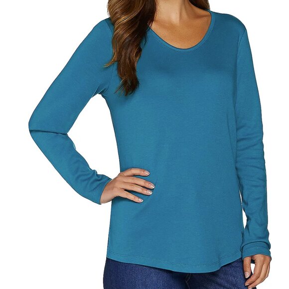 Isaac Mizrahi Live! Essentials Rounded V-neck Knit Tunic Top  16284 - Picture 1 of 1
